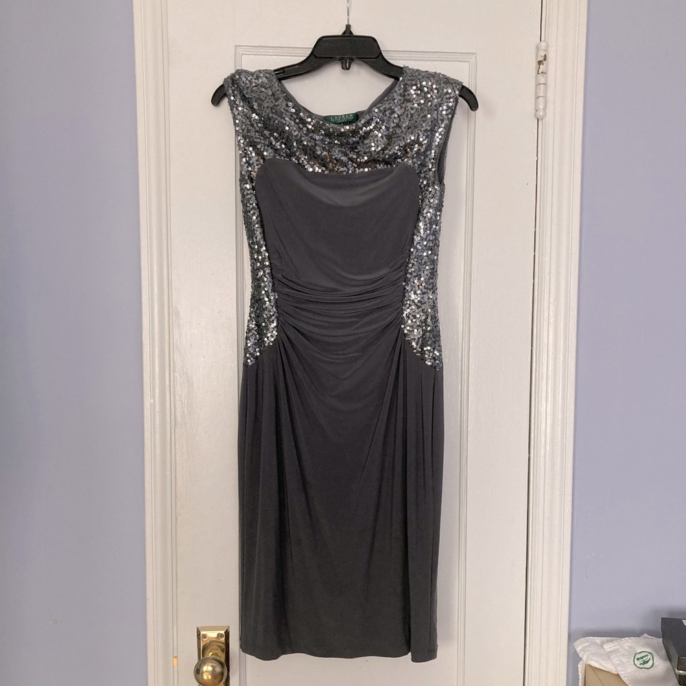 Knee length sequin dress size 4 in silver/grey by Ralph Lauren